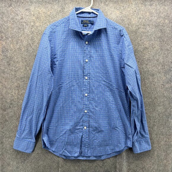 Vintage Ralph Lauren Shirt Mens Large Blue Button Down Dress Slim Fit Oxford - Picture 1 of 11